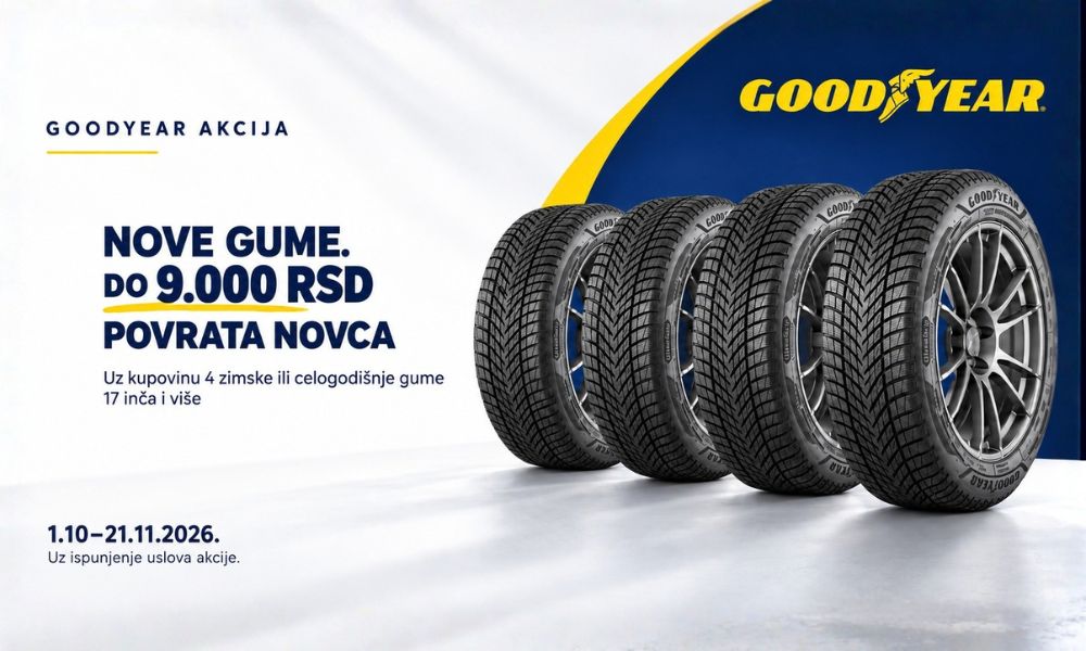 Goodyear akcija: nove gume i do 9.000 dinara povrata novca